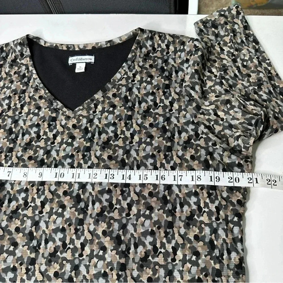 Croft & Barrow Womens Multi Color Pullover Blouse XL Black Tan 3/4 Sleeves Lined - Picture 8 of 11